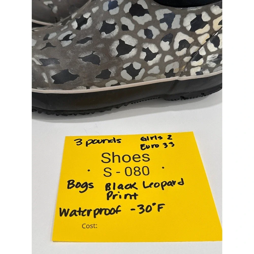 Bogs Leopard Waterproof Insulated Rain Boots -30F rated Youth‎ Girls 2 Euro 33